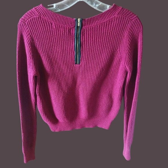 Banana Republic Womens Fuchsia Ribbed Sweater With Back Zipper XSmall - Picture 2 of 5